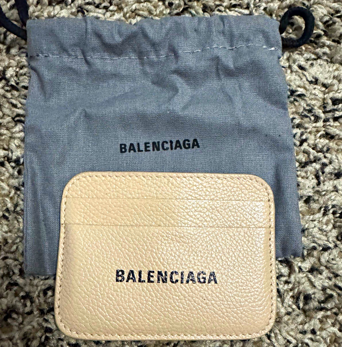 Balenciaga Beige Leather Logo Pattern ID/Document Holder Card Case Women