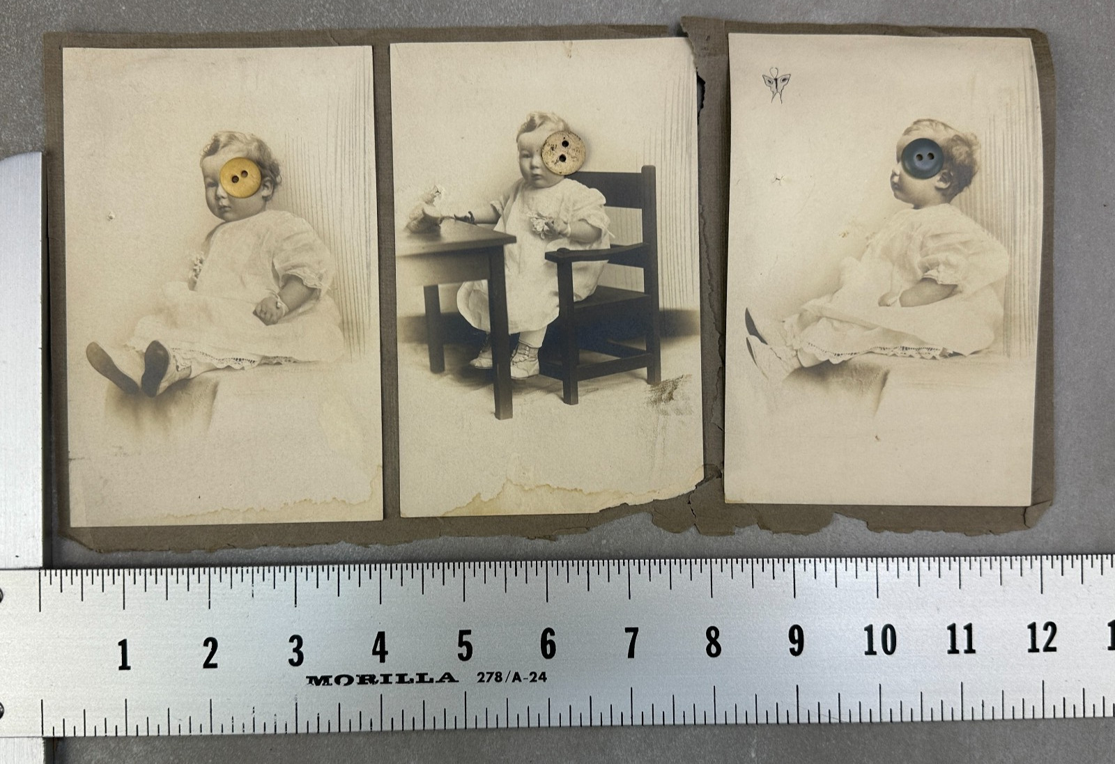 Antique Beautiful Baby Photograph Photo 1900s Sepia Chubby Leather Boots Buttons