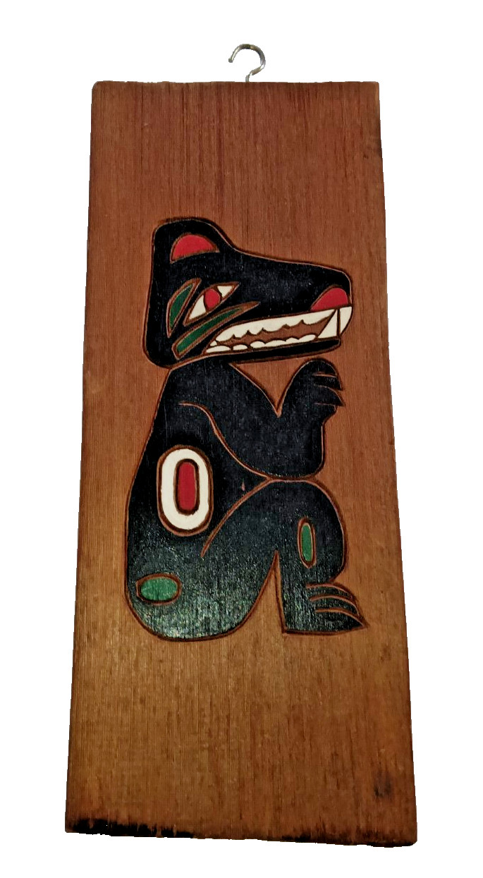 Vtg Northwest Pacific Coast First Nations Indigenous Panel Carving BEAR Unsigned