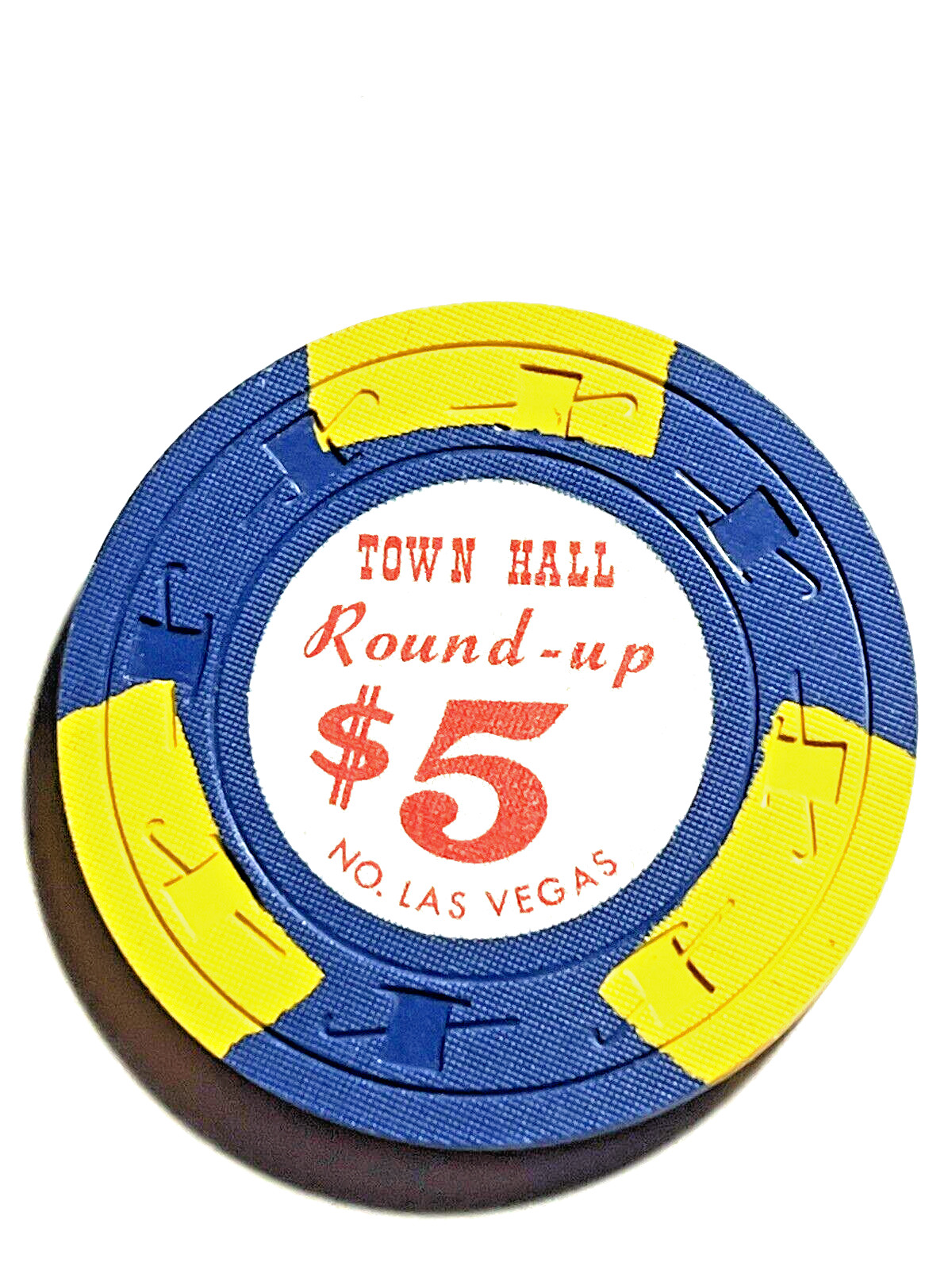 -VINTAGE NEVADA-** TOWN HALL Round-up** $5 Chip N. Las Vegas-1962