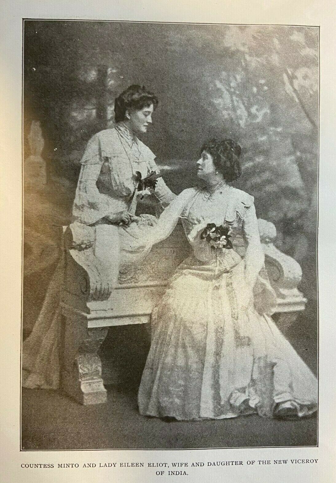 1905 Vintage Magazine Illustration Countess Minto and Lady Eileen Eliot