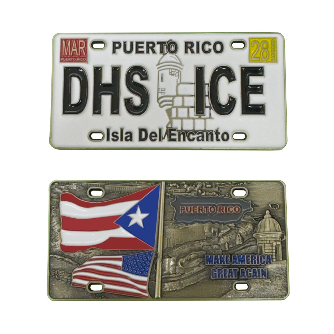 EL1-23 Puerto Rico License Plate Challenge Coin San Juan for ICE Agent ERO DRO P