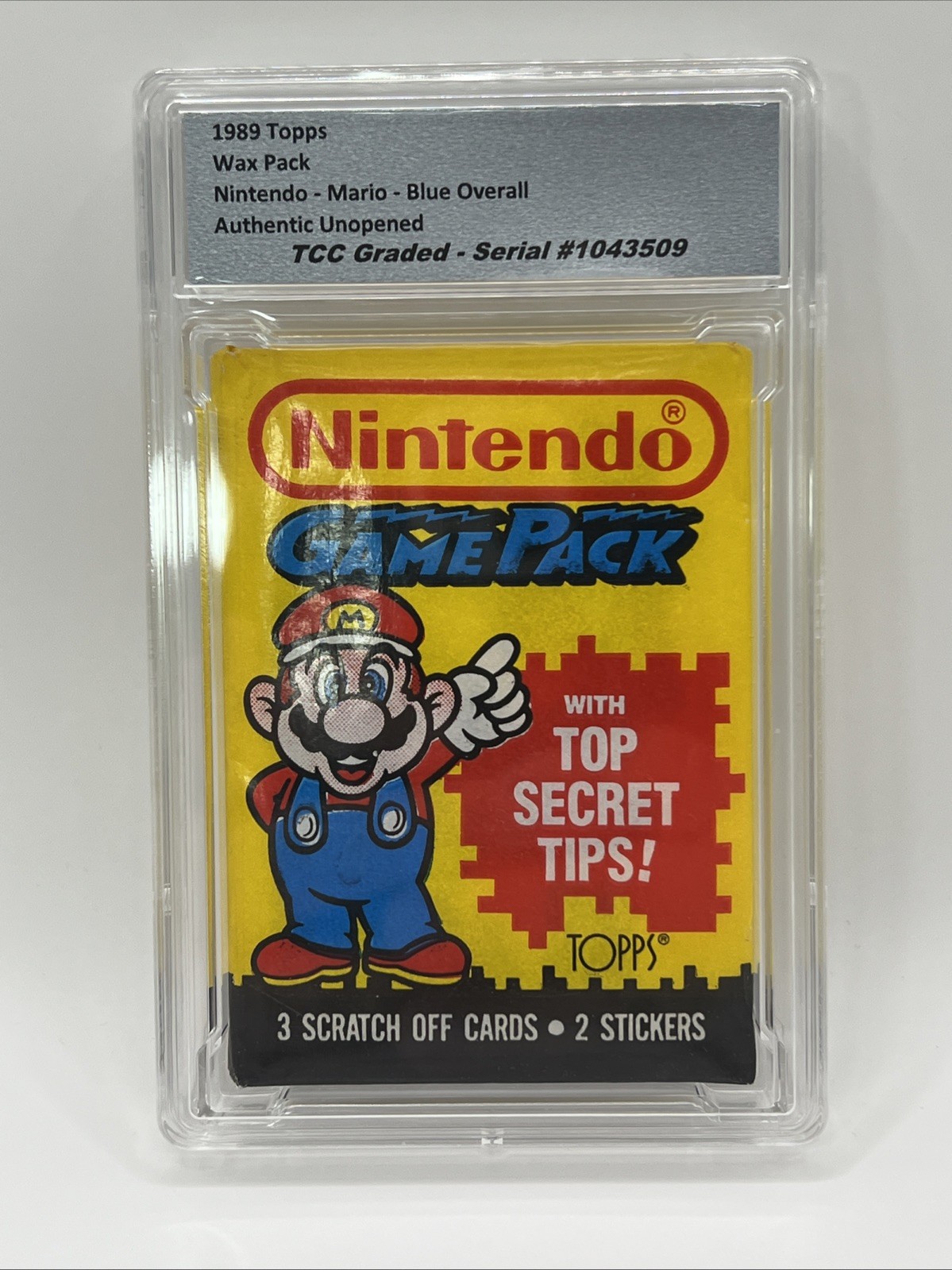 1989 Topps Nintendo Mario Blue Overall Wax Pack Authentic Unopened Encapsulated