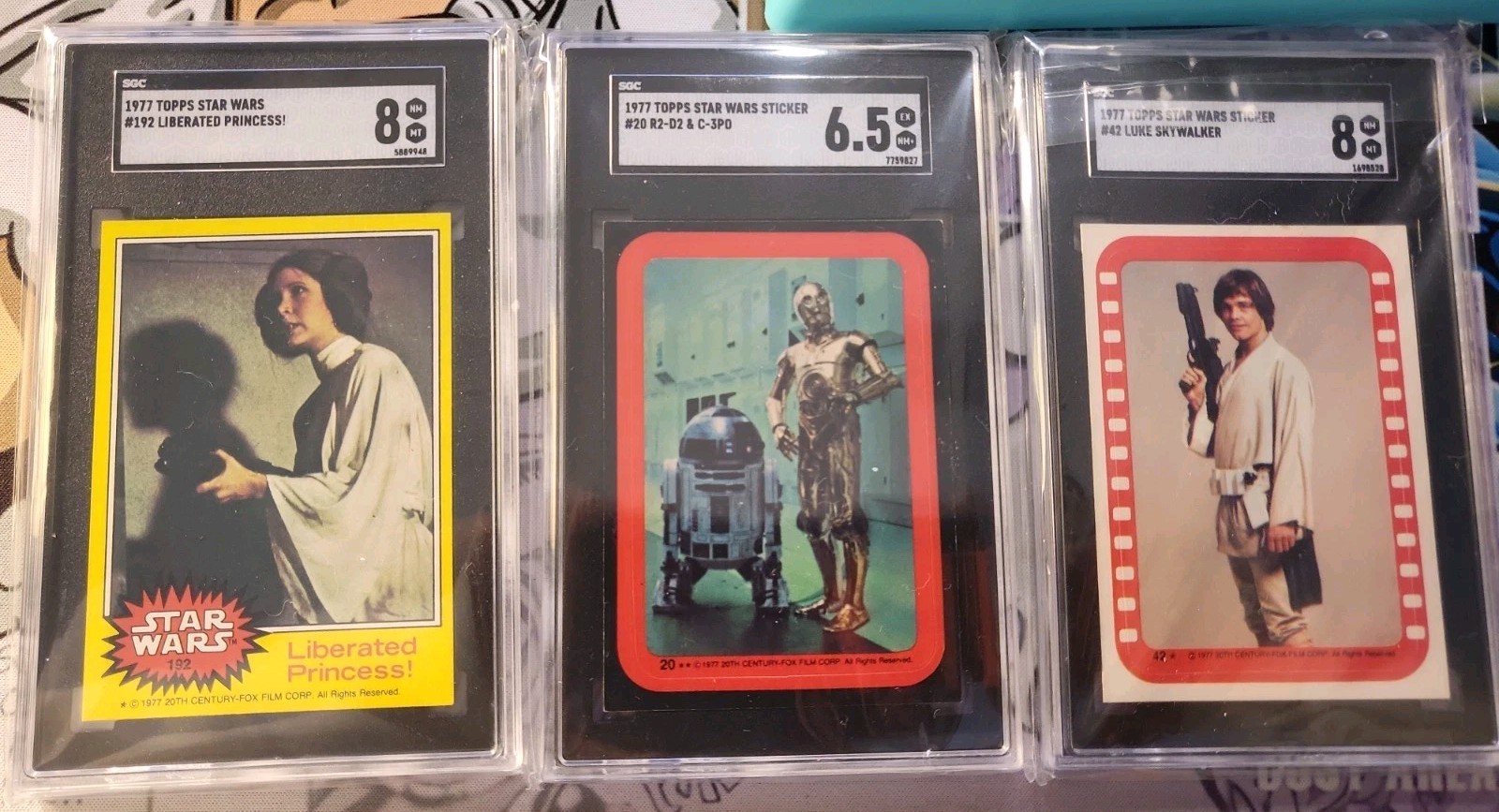 Star Wars Cards Stickers (3) GRADED  Topps 1977+FREE