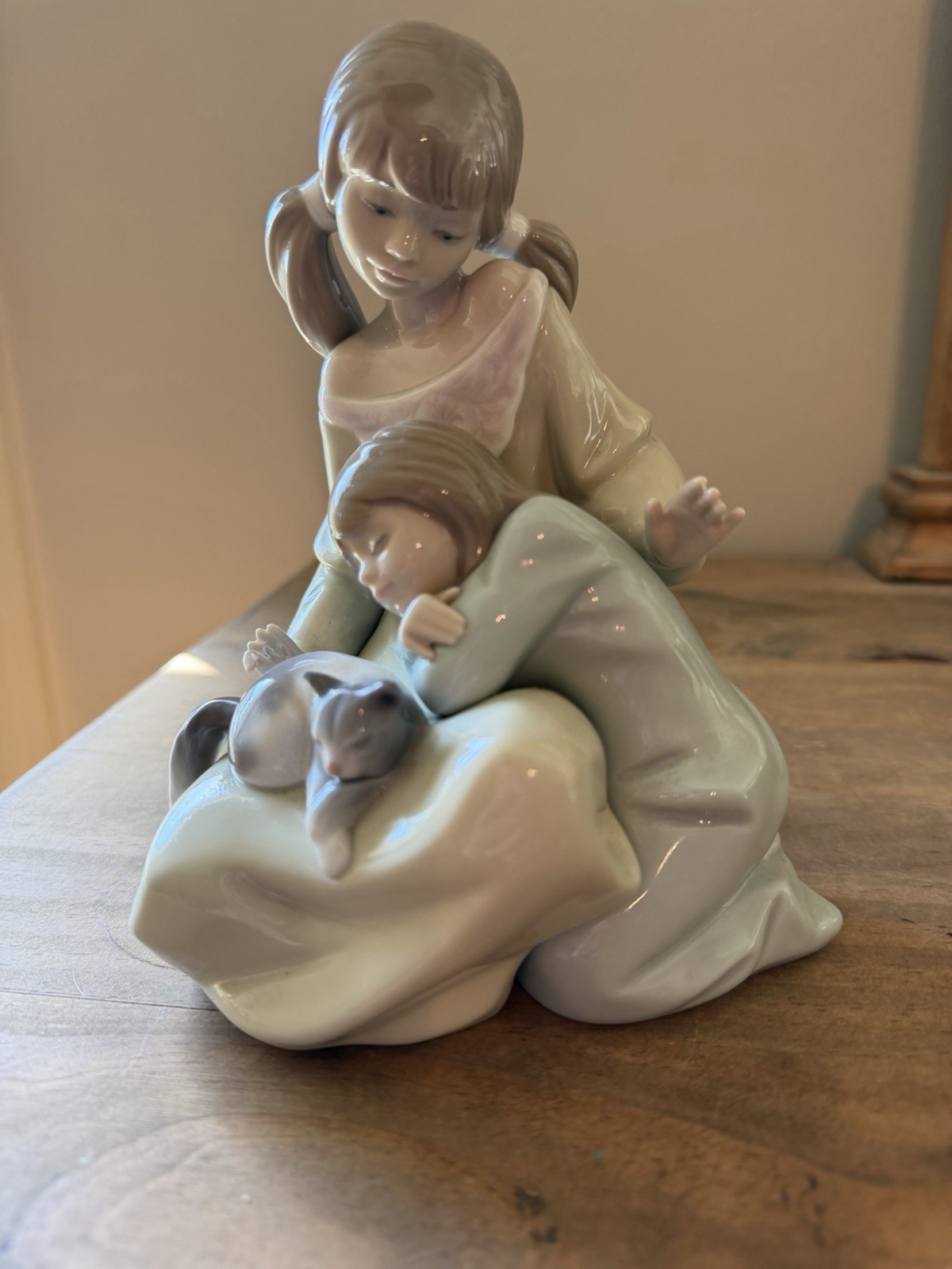 Lladro 2 Sisters With Kitten #1534 Excellent Condition ~ No box