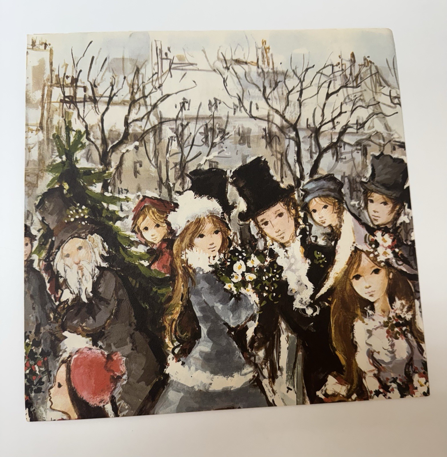 Vintage Gordon Fraser Thomas Wood Winter Market Gift Wrap Sheet WR187 England