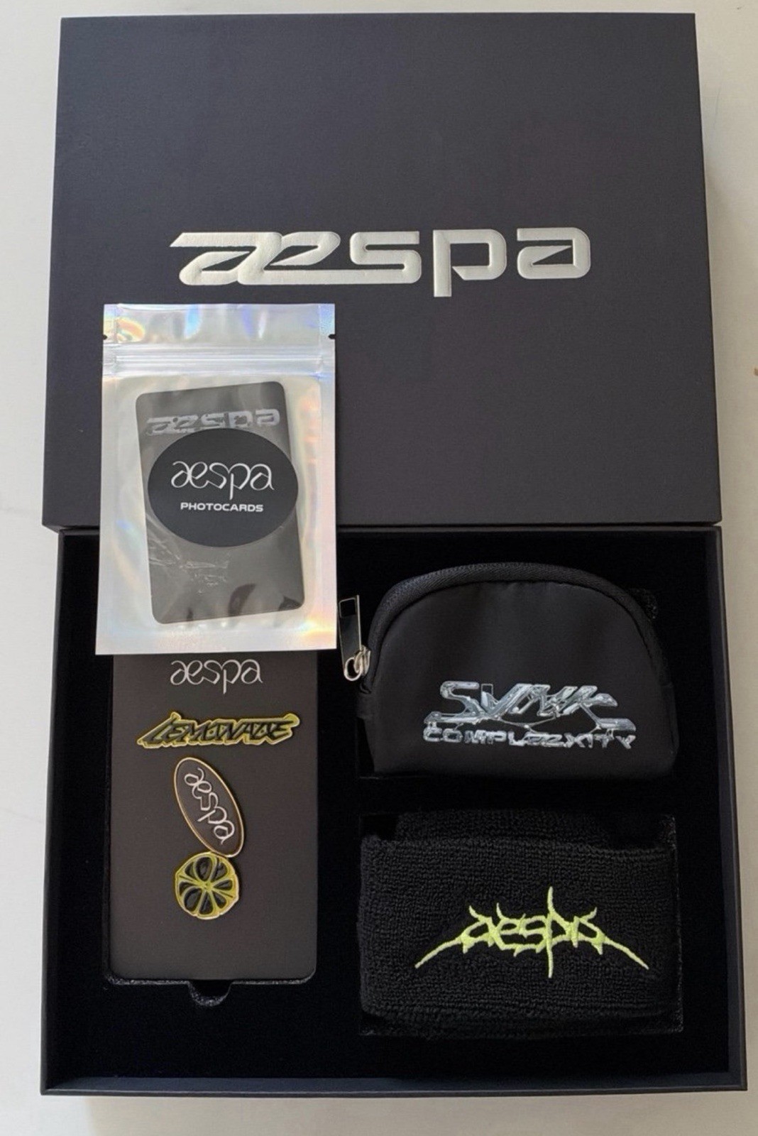 aespa Photocard Case Gift Box Set w/ Strap Pouch Pins Wristband Photocards