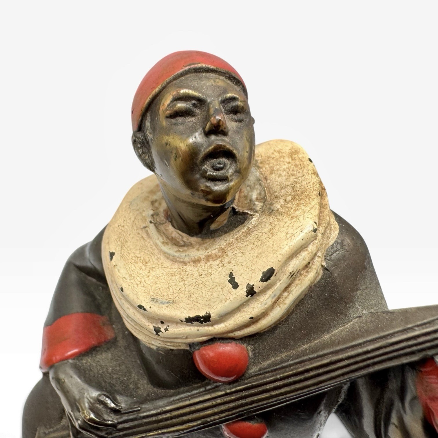Antique Vintage Spelter Metal Art Deco Pierrot Clown Dog Statue Figure 1 Bookend
