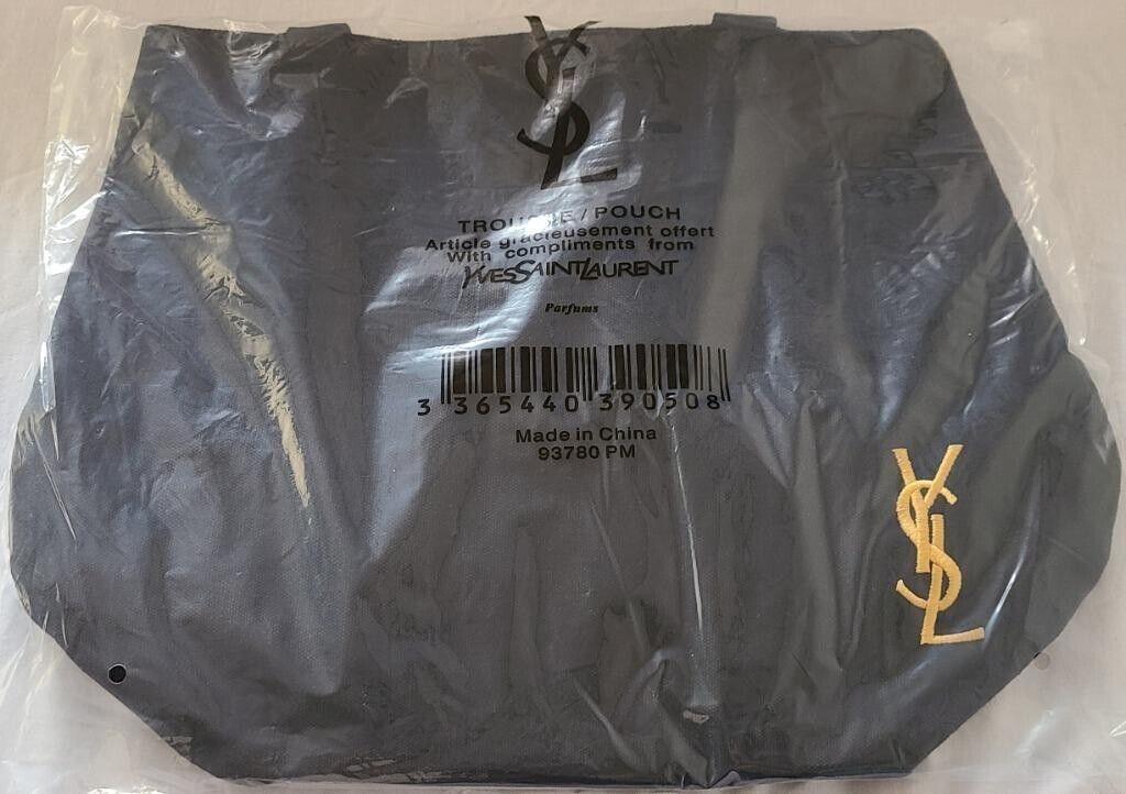 YSL Yves Saint Laurent novelty tote bag Black＆gold Embroidered Japan