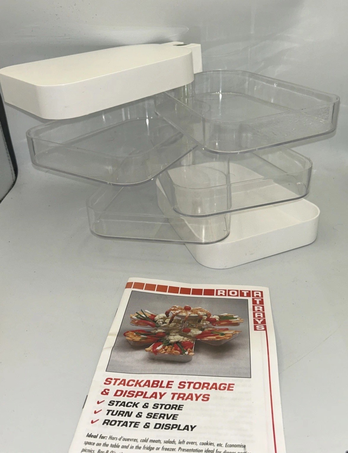 Stack \'n Serve Rota-Tray Serve Set Rotate & Display Trays - New - No Box
