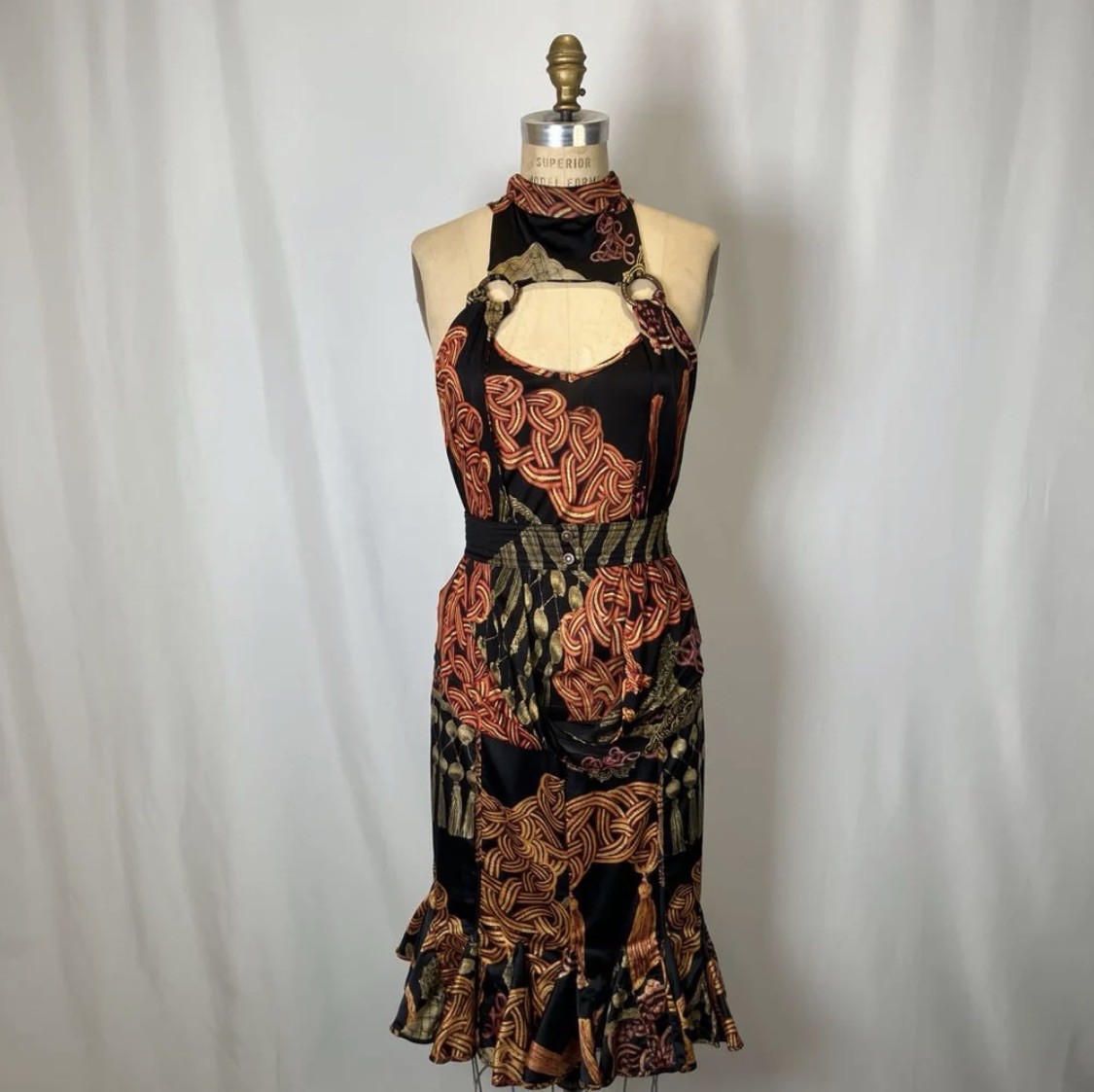 Y2K Just Cavalli Rope Print Two-Piece Set w/ Belt