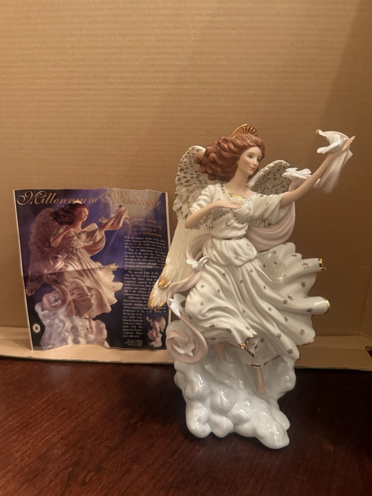 Lenox Millennium Messenger Limited Edition Angel Figurine 24K Gold Accents w/ Ad