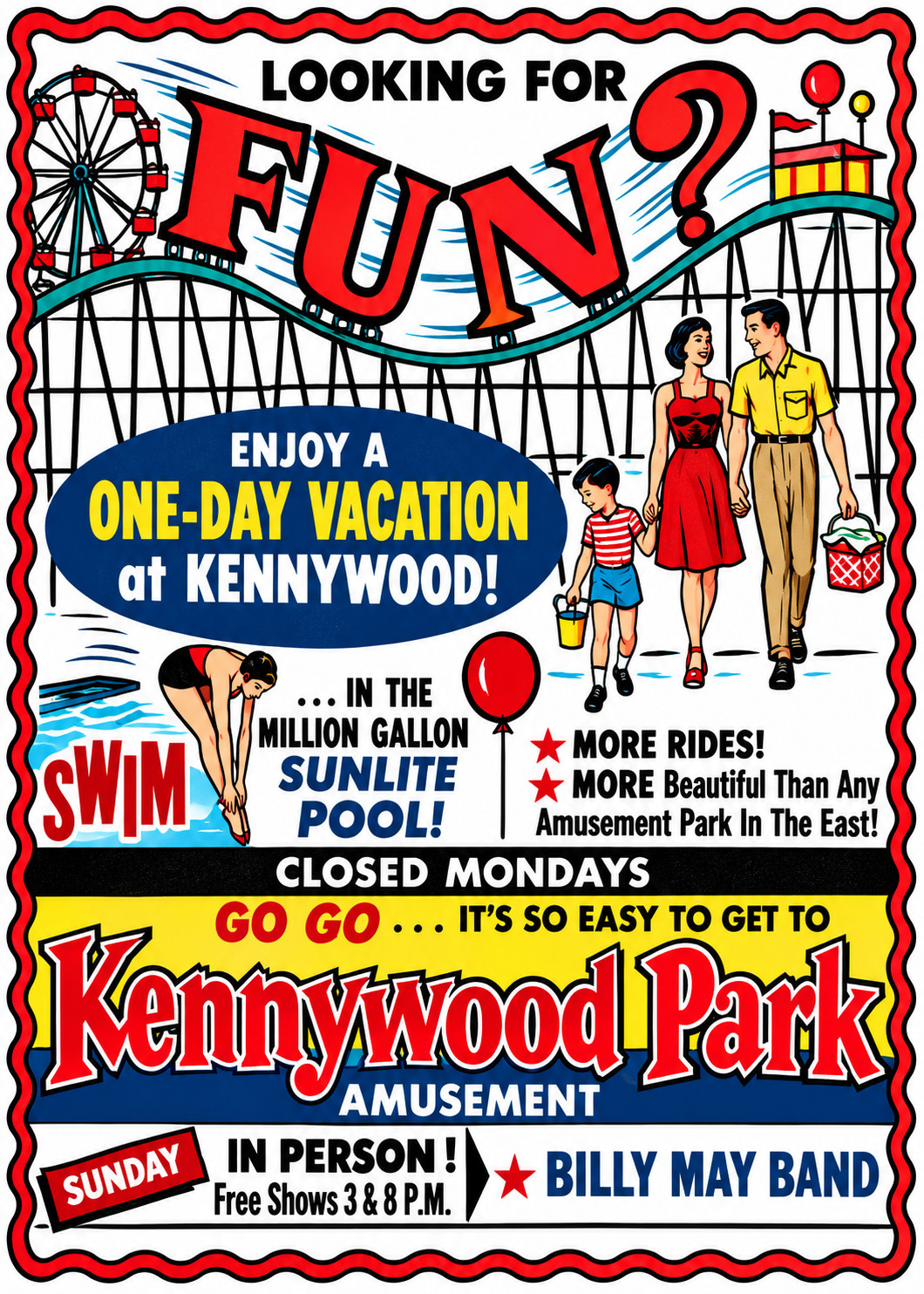 Vintage Kennywood Amusement Park Ad Magnet –West Mifflin, Pennsylvania