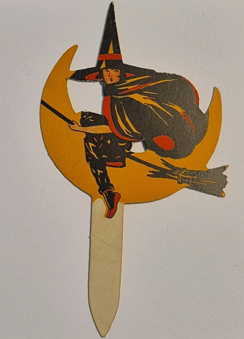 Vintage 1920’s Dennison paper Halloween Witch Cupcake Topper Party Decoration 🎃