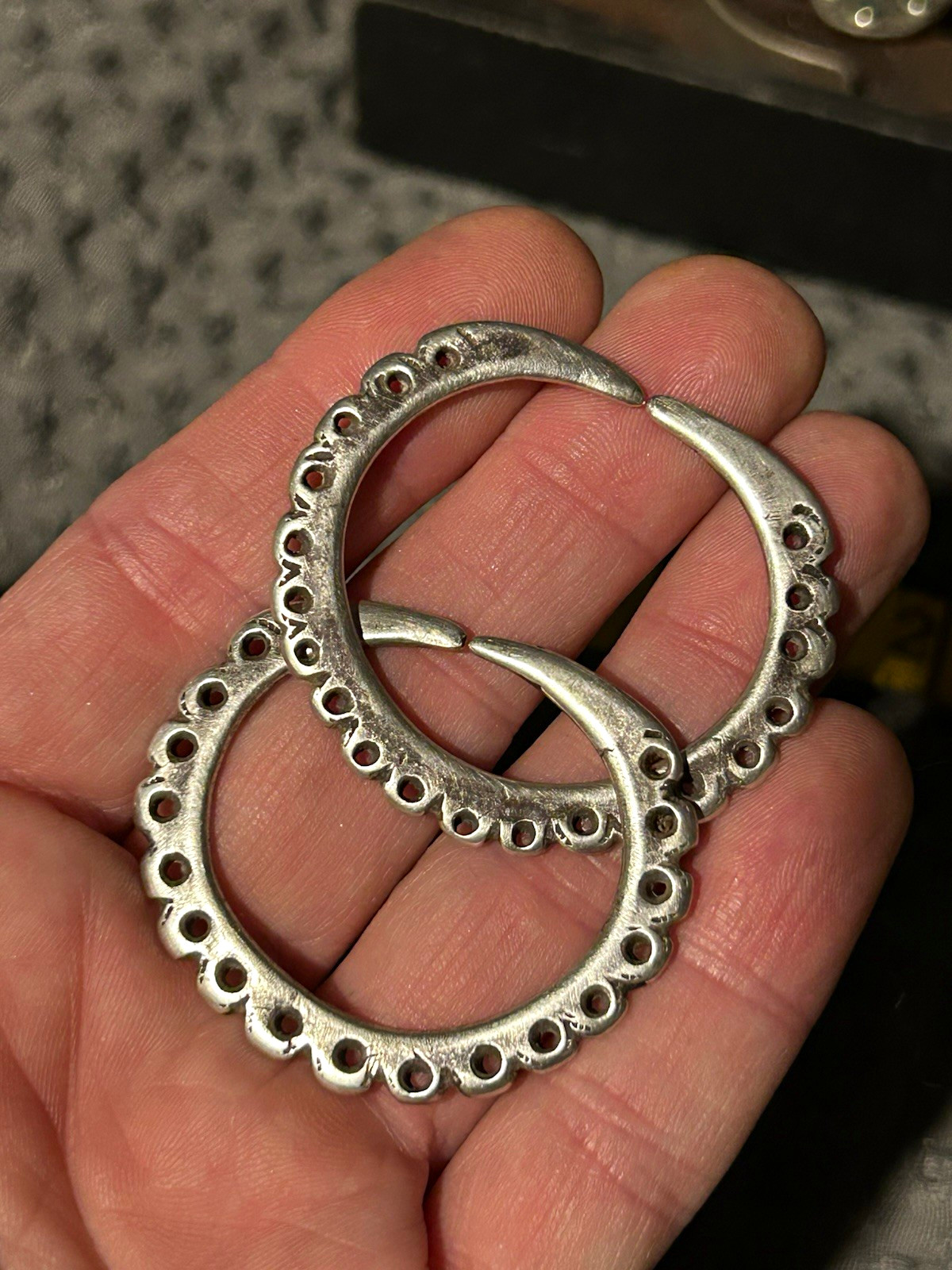 HISTORIC NAVAJO SILVER FLAT HOOP EARRINGS HAND POUNDED INGOT COIN SILVER 