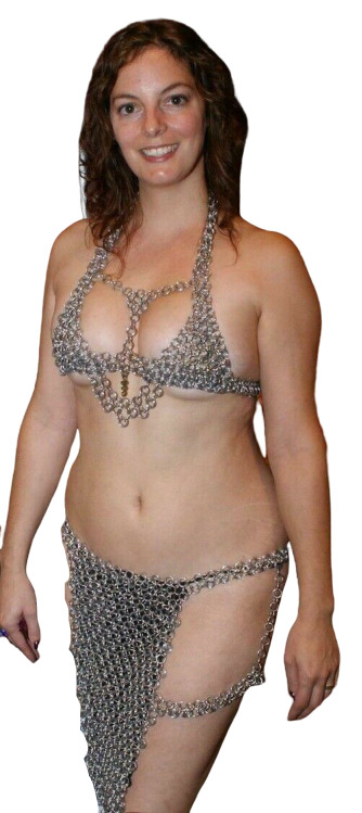 Valentine GIFT , Party Style Bra chain mail silver link metal lingerie bra new
