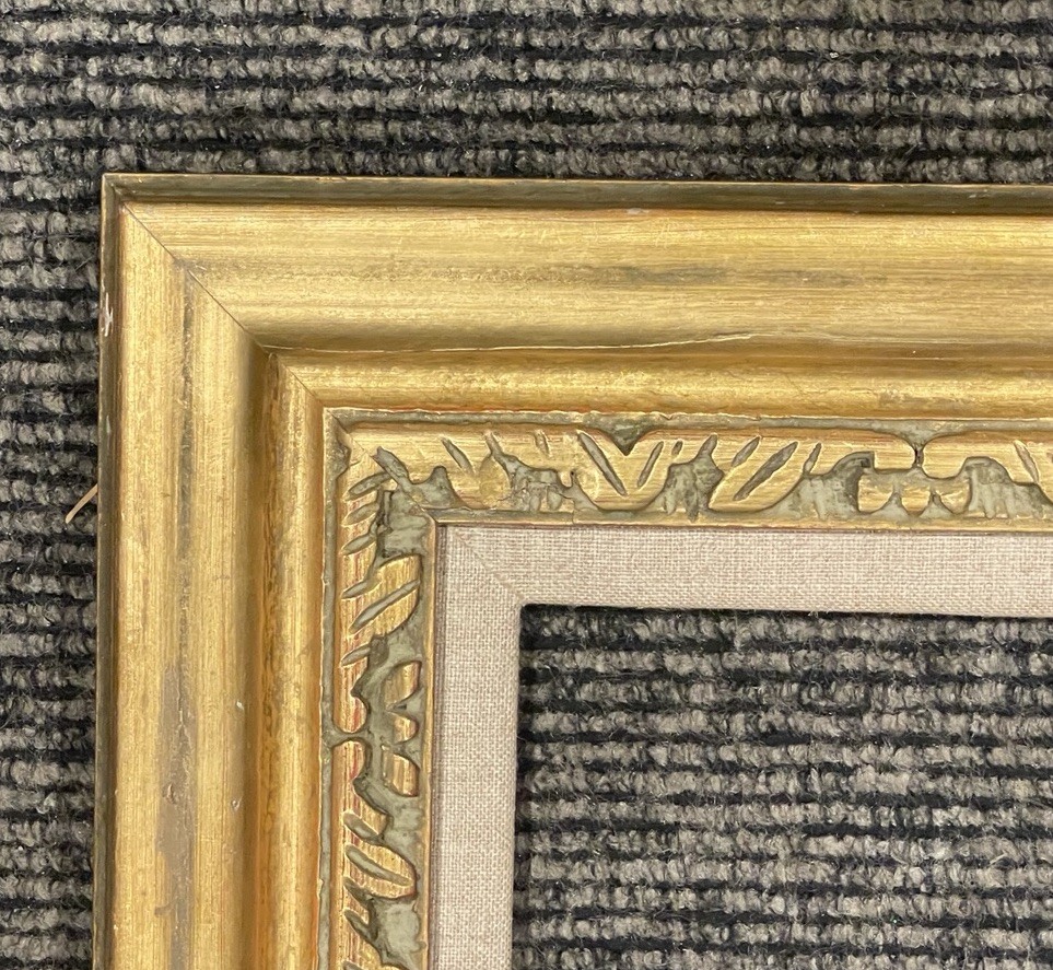 VINTAGE FITs 9”x13” GOLD GILT ART NOUVEAU MODERN ARTS CRAFTS WIDE PICTURE FRAME
