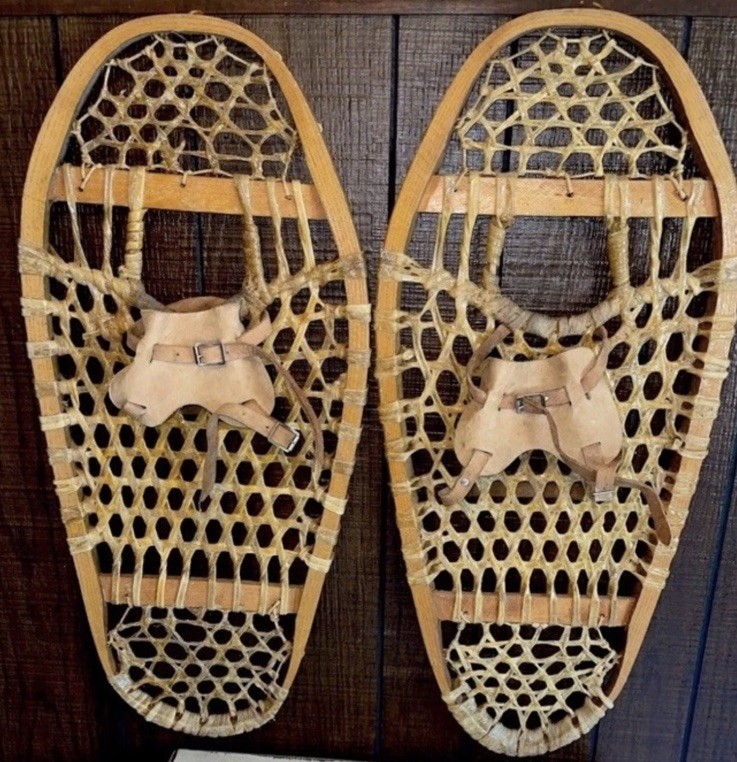 Awesome Antique pair  Bentwood gut snow shoes wood snowshoes 2nd set