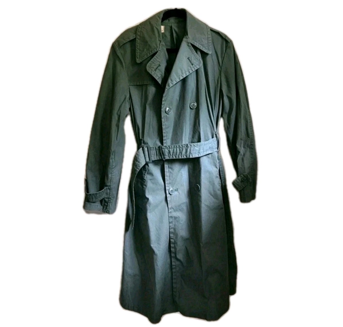 Vintage 1960s U.S. Army Rain Trench Coat Jacket Men\'s 38R Vietnam War Era Belted