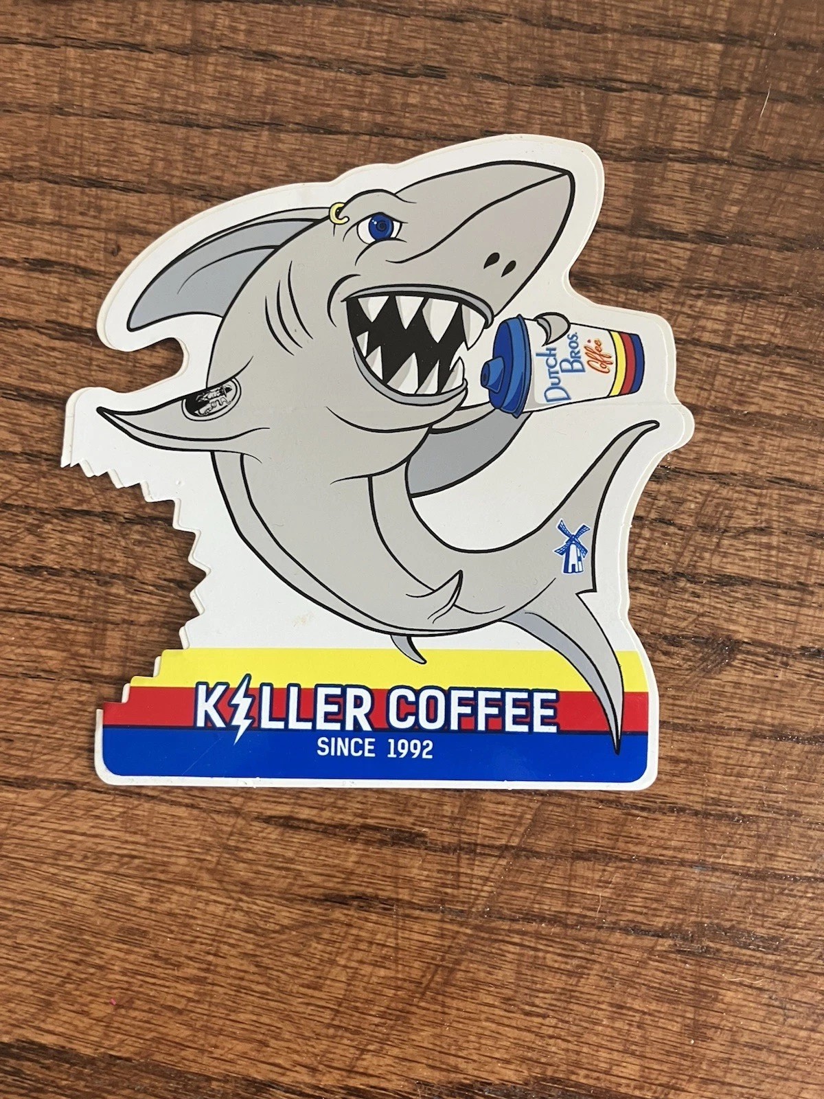 Dutch Bros Killer Coffee Shark Sticker Vintage HTF Rare Old Style READ