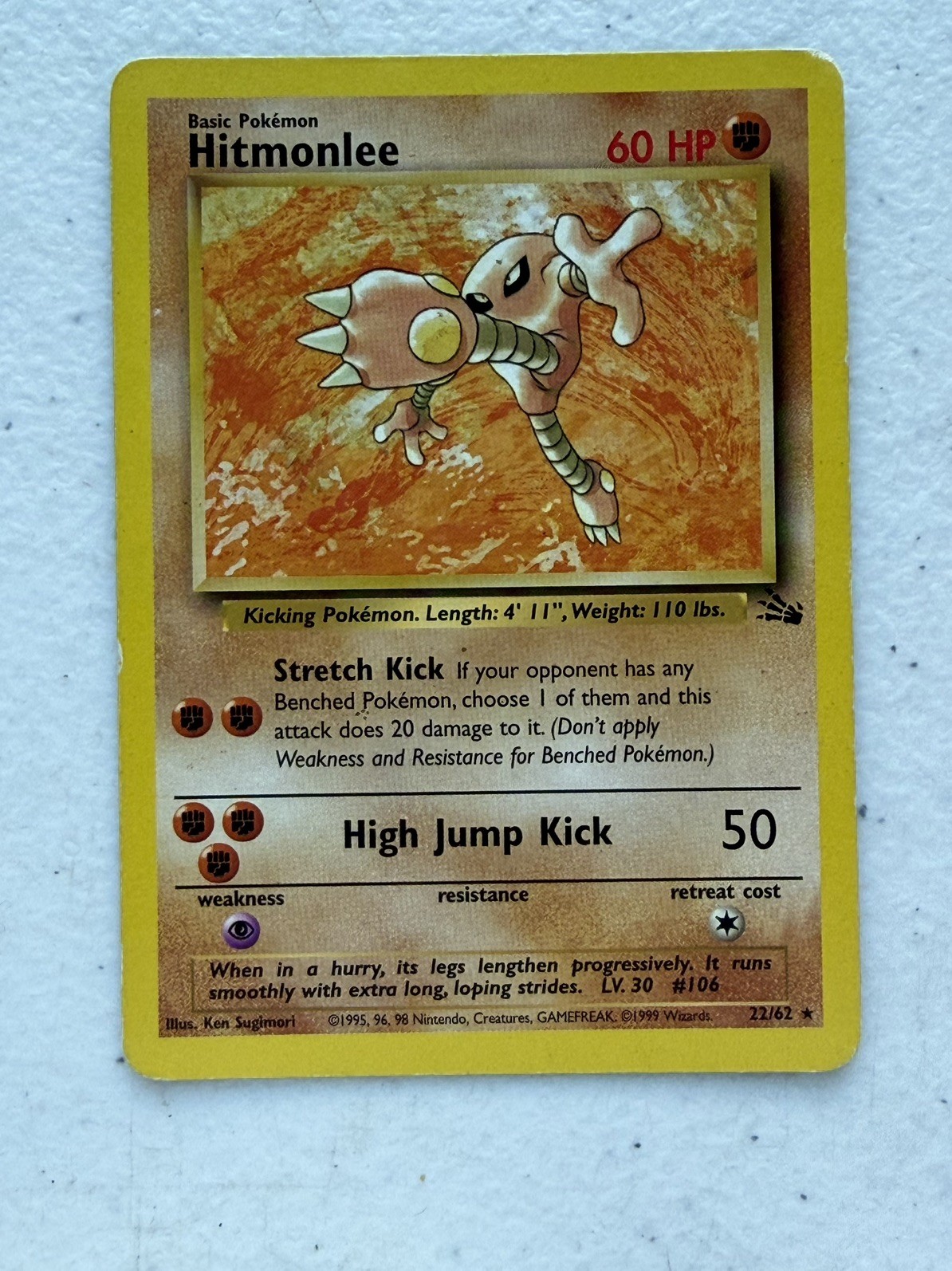 Hitmonlee 22/62 Fossil Non Holo Rare  Pokemon WOTC 1999-2000