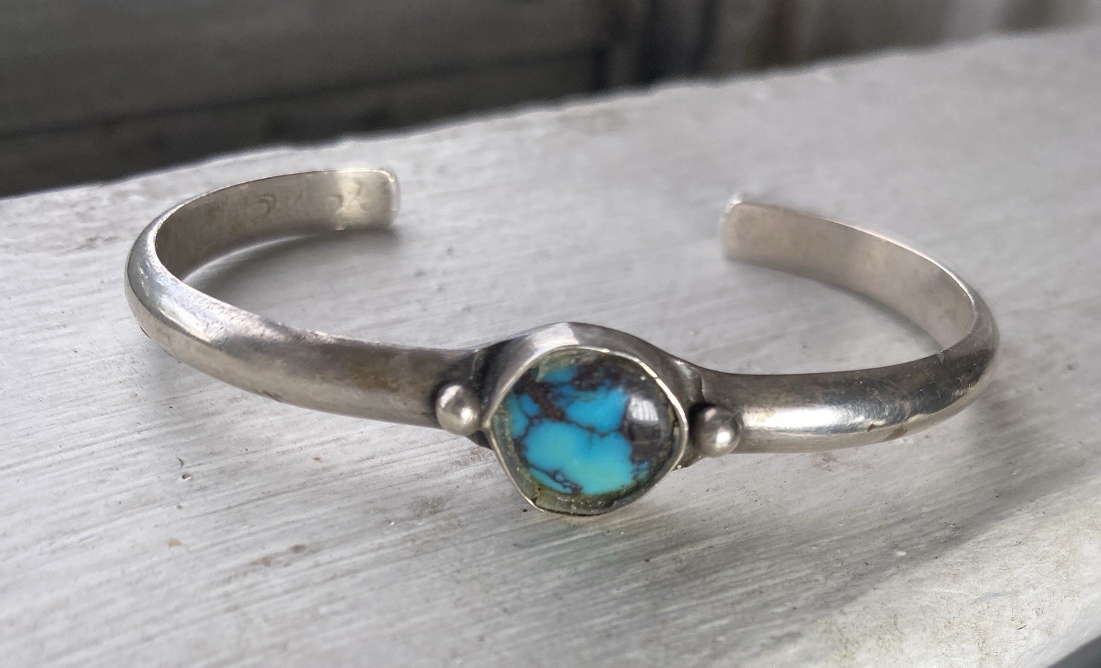 Vintage Sterling Silver Turquoise Cuff Bracelet Native American Old Pawn 17grams