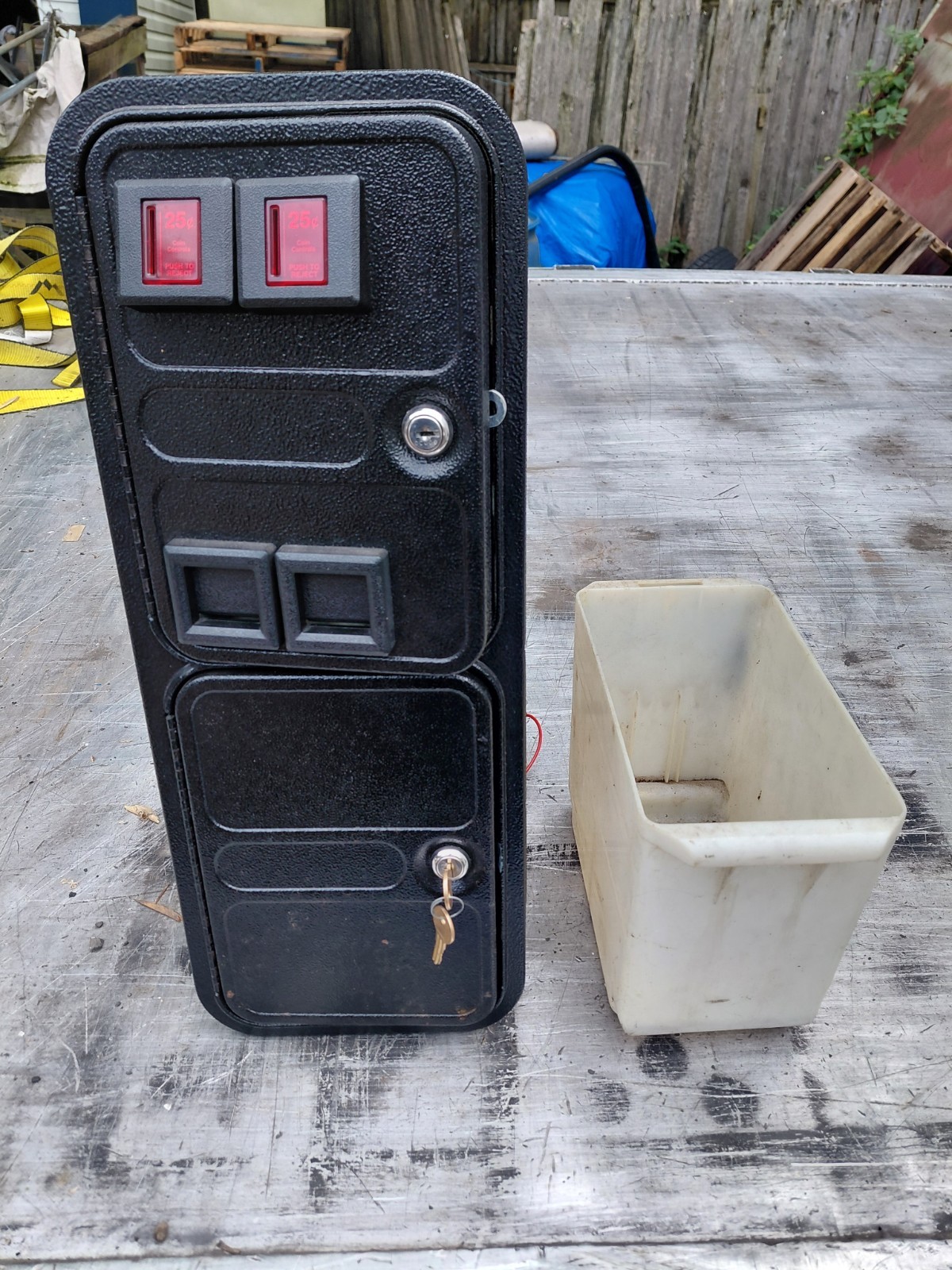 Over Under Arcade Coin Doors Set With Heavy Duty Coin Bucket & Coin Counter 