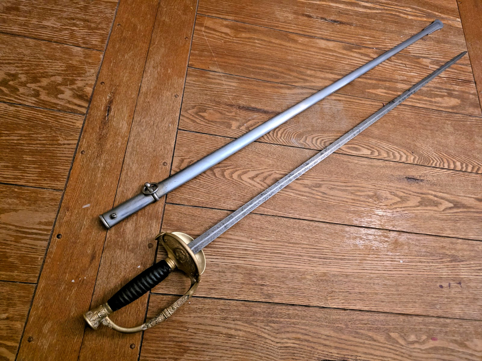 Old Antique Military Sword - French smallsword, named + unit marked