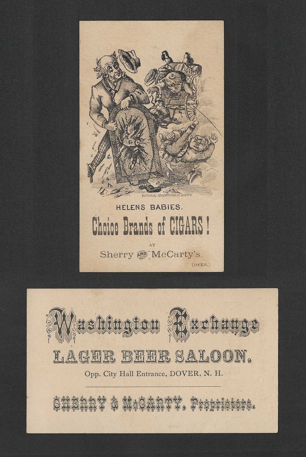 c1880\'s Washington Exchange Tobacco Cigar Card - Lager Beer Saloon - Dover, NH