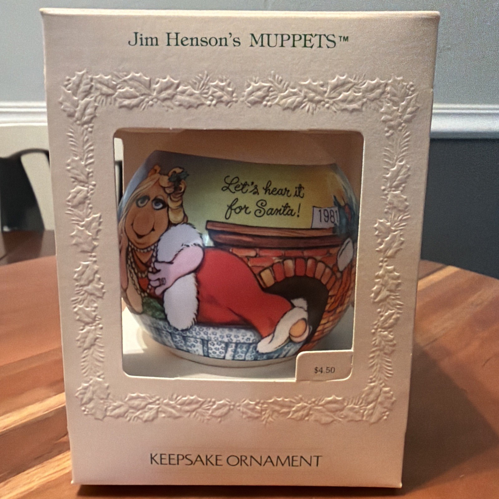 1981 Hallmark Muppets Satin Ornament Kermit Miss Piggy QX807-5 Original Box