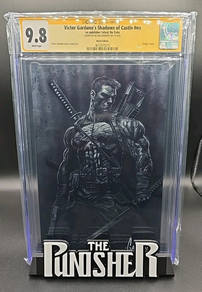 PUNISHER SHADOWS OF CASTLE CGC SS 9.8 SIGNED VICTOR GARDUNO B & W METAL EDITION 