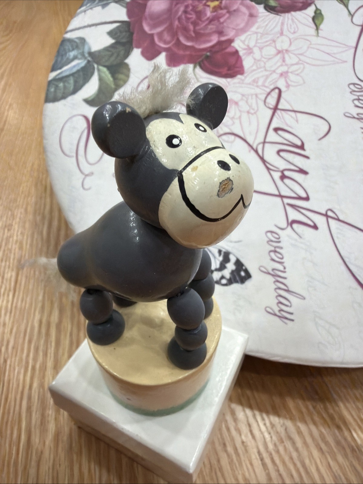 Vintage Wooden Horse Donkey Toy Figurine Jointed Legs Hand Painted Rare Folk Art