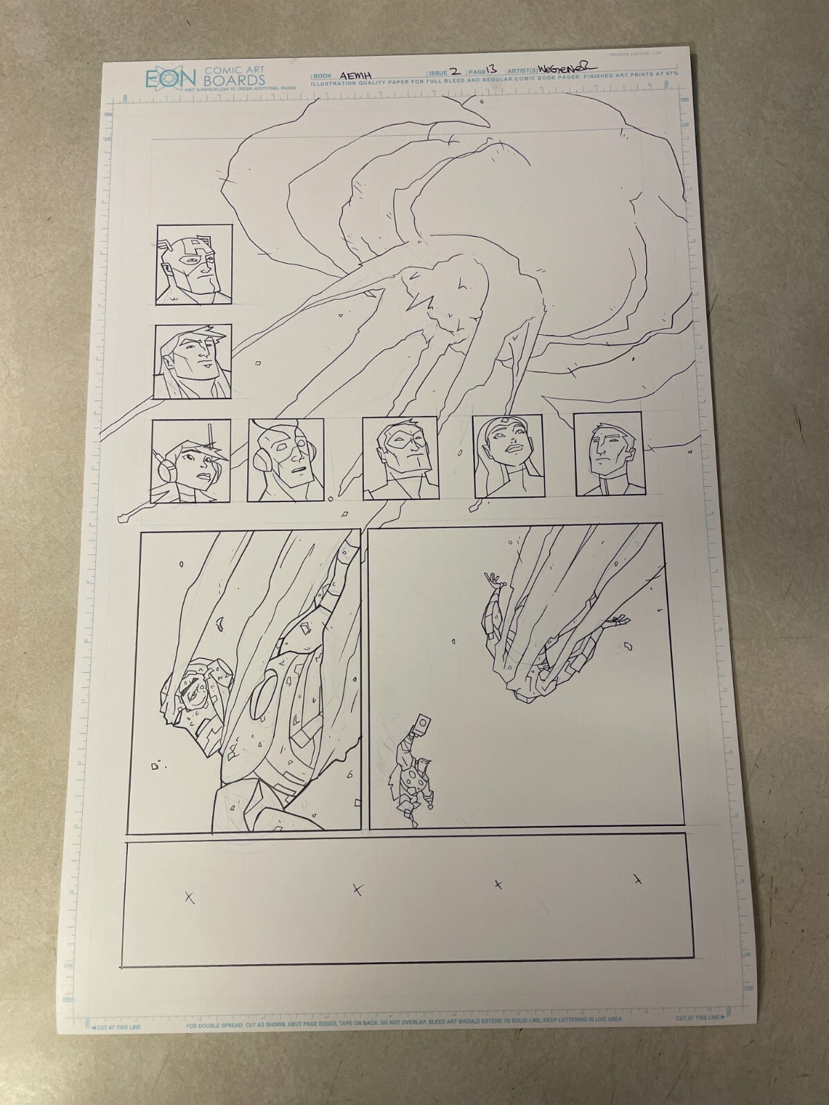AVENGERS #2 original comic art STUNNING TEAM PANEL SPLASH WATCH IRON MAN EXPLODE
