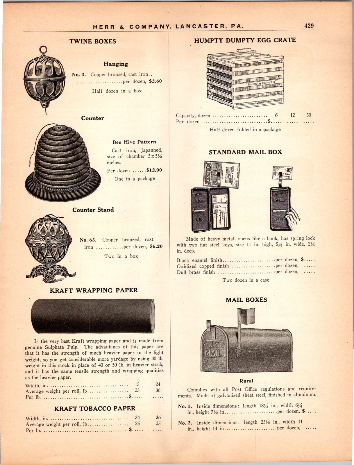 1910s Herr & Co. Lancaster PA Catalog Page Dixon\'s Pencils Liberty Crayons