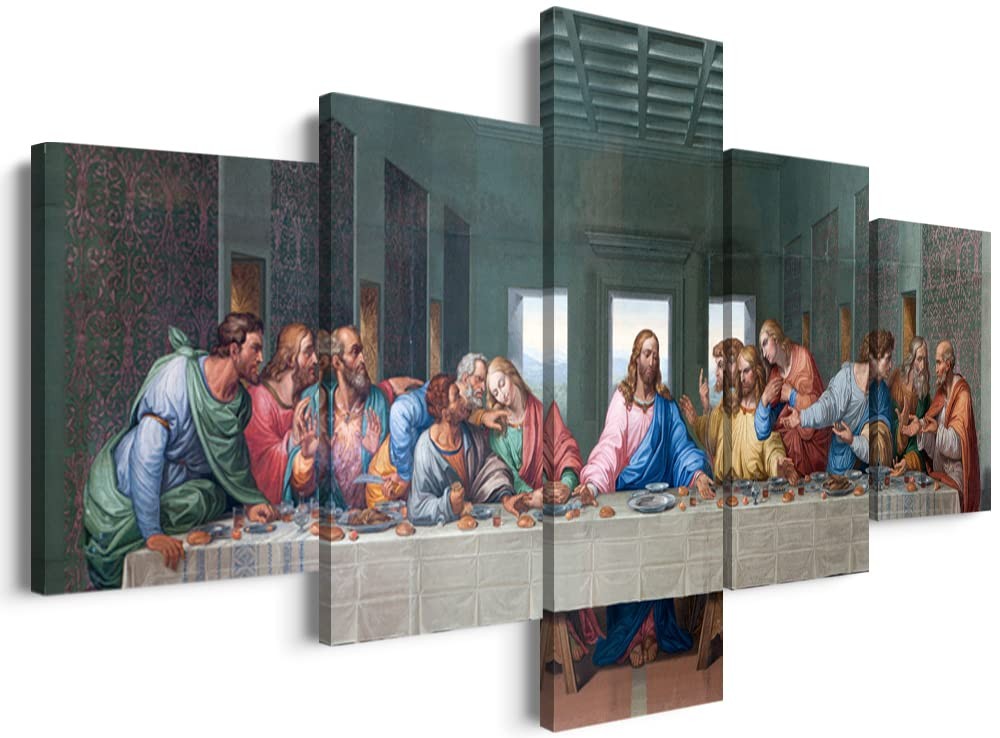 5 Pieces Christian Wall Decor Leonardo Da Vinci\'s The Last Supper Wall Art