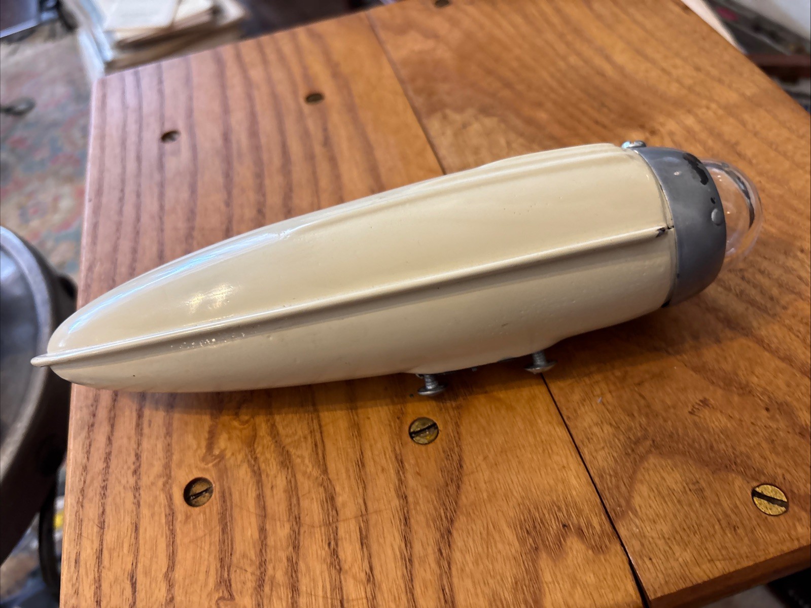 Vintage Ribbed Torpedo Bicycle Fender Headlight,  Pre War Skip Tooth Balloon 