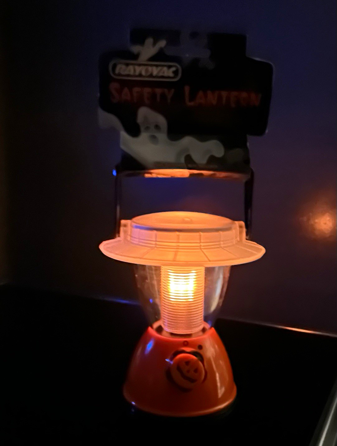 Vtg Rayovac Halloween Safety Lantern Orange Jack-O-Lantern Glow New W/ Tag 7.5\