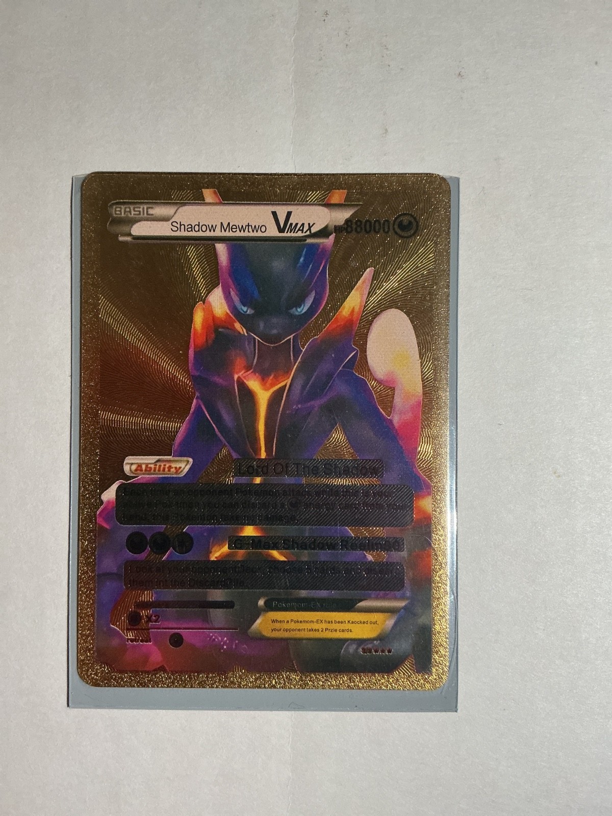 Shadow Mewtwo Vmax Gold Foil Fan Art  HP880 Lord Of The Shadows NM