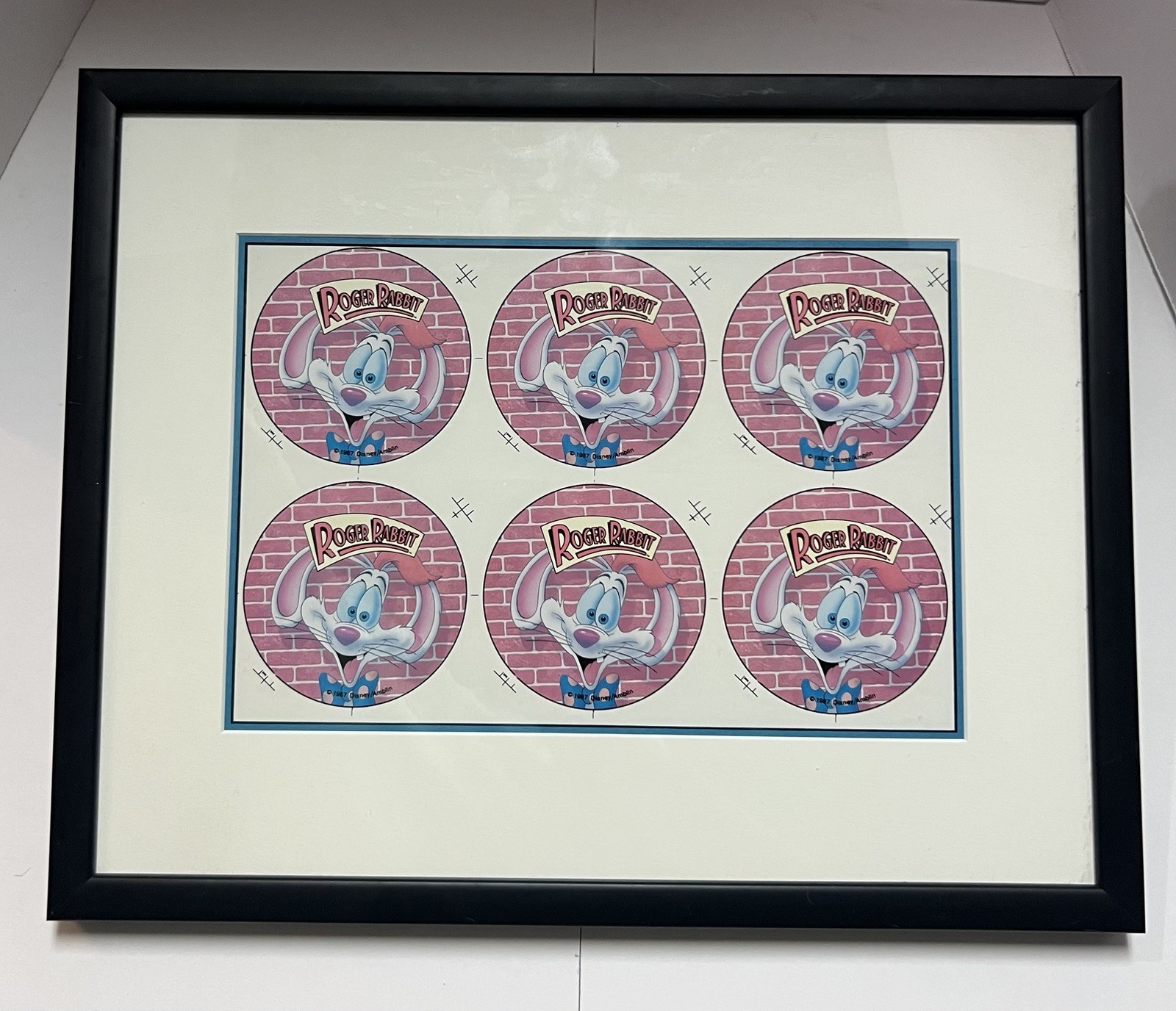 Original Roger Rabbit Print Sheet c.1987 – Disney / Amblin – Framed – Rare
