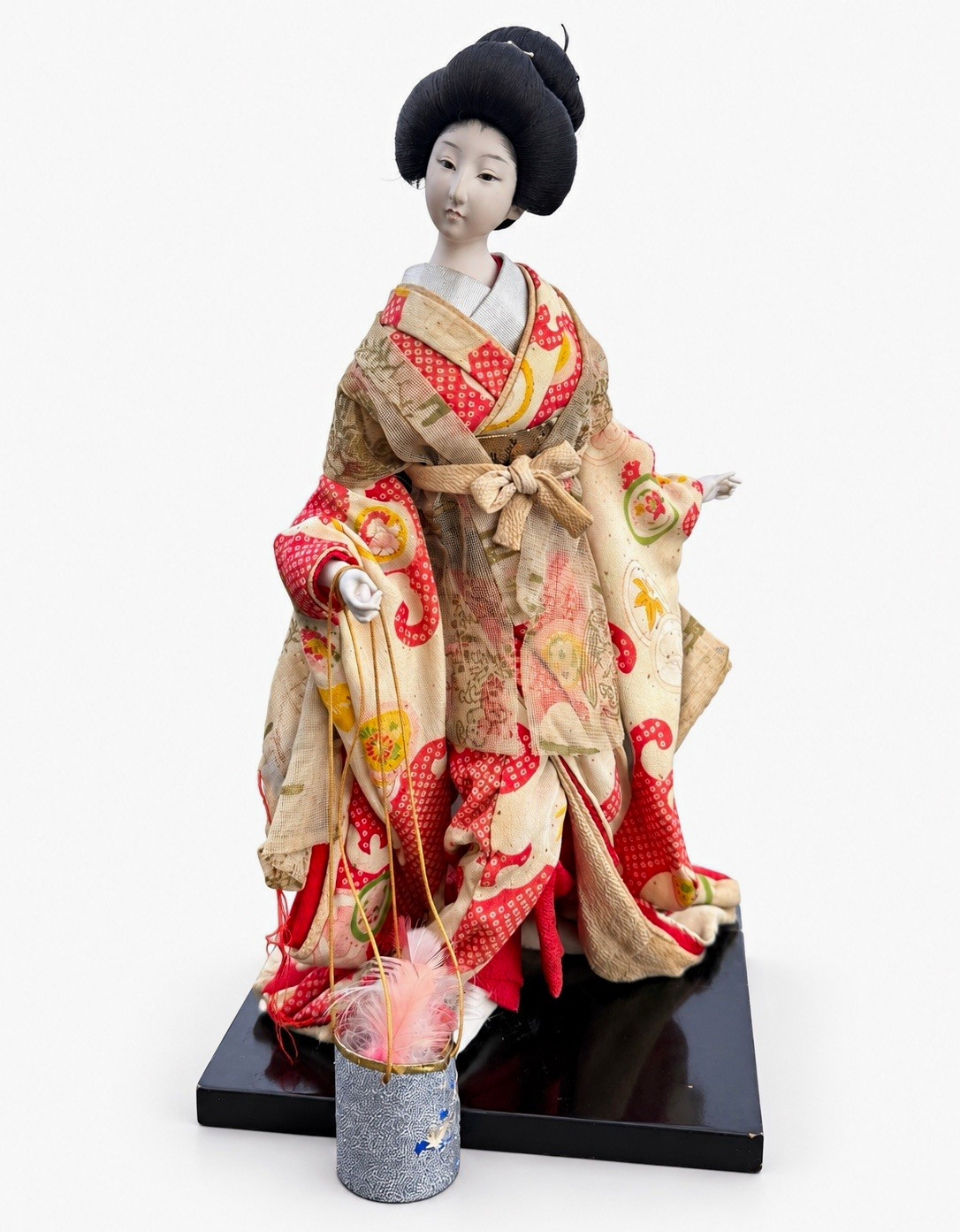 Vintage Japanese Geisha Doll Traditional Kimono Figurine Display Base Vintage Japanese Geisha Doll Traditional Kimono Figurine Display Base