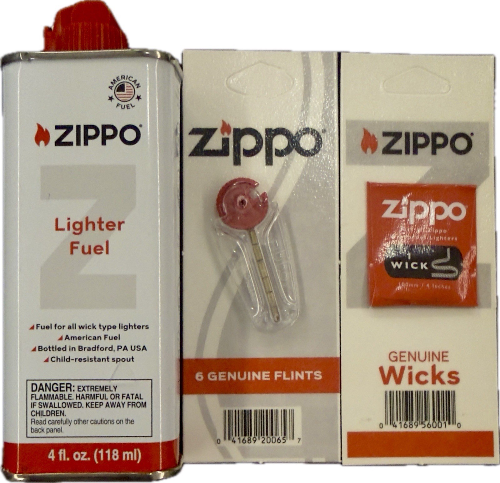 NEW Authentic Zippo Lighter Fluid 4oz 1 Flint & 1 Wick **Free Shipping**