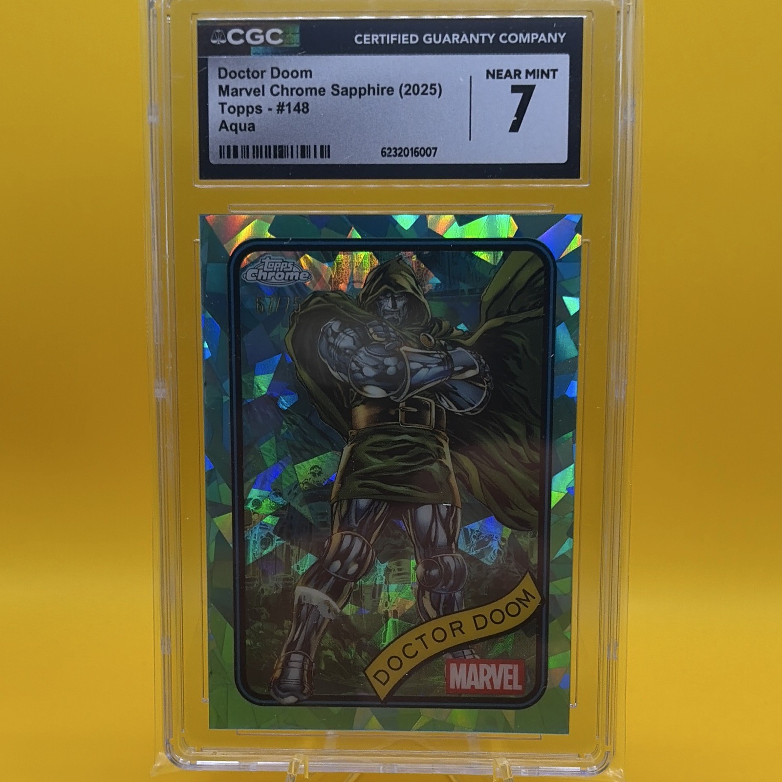 2025 Topps Marvel Chrome Sapphire Doctor Doom #148 Aqua CGC 7 SN/75