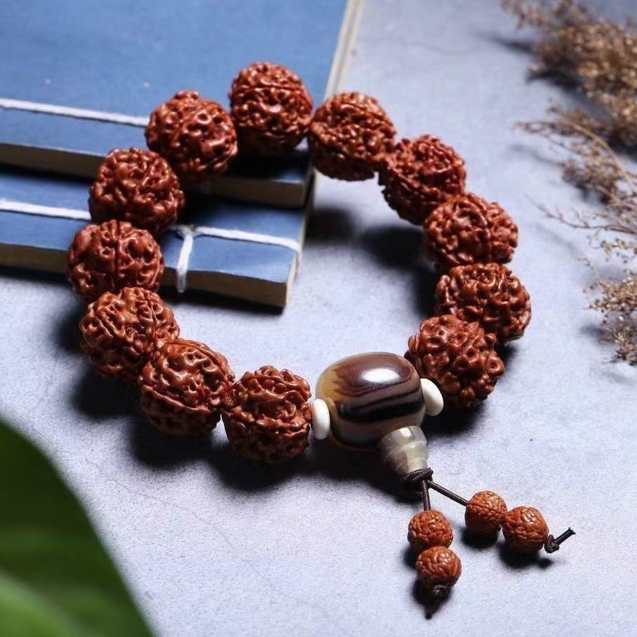 20mm*12 Natural Vajra Bodhi Prayer Beads Men Woman Buddha Lucky Bracelet Amulet