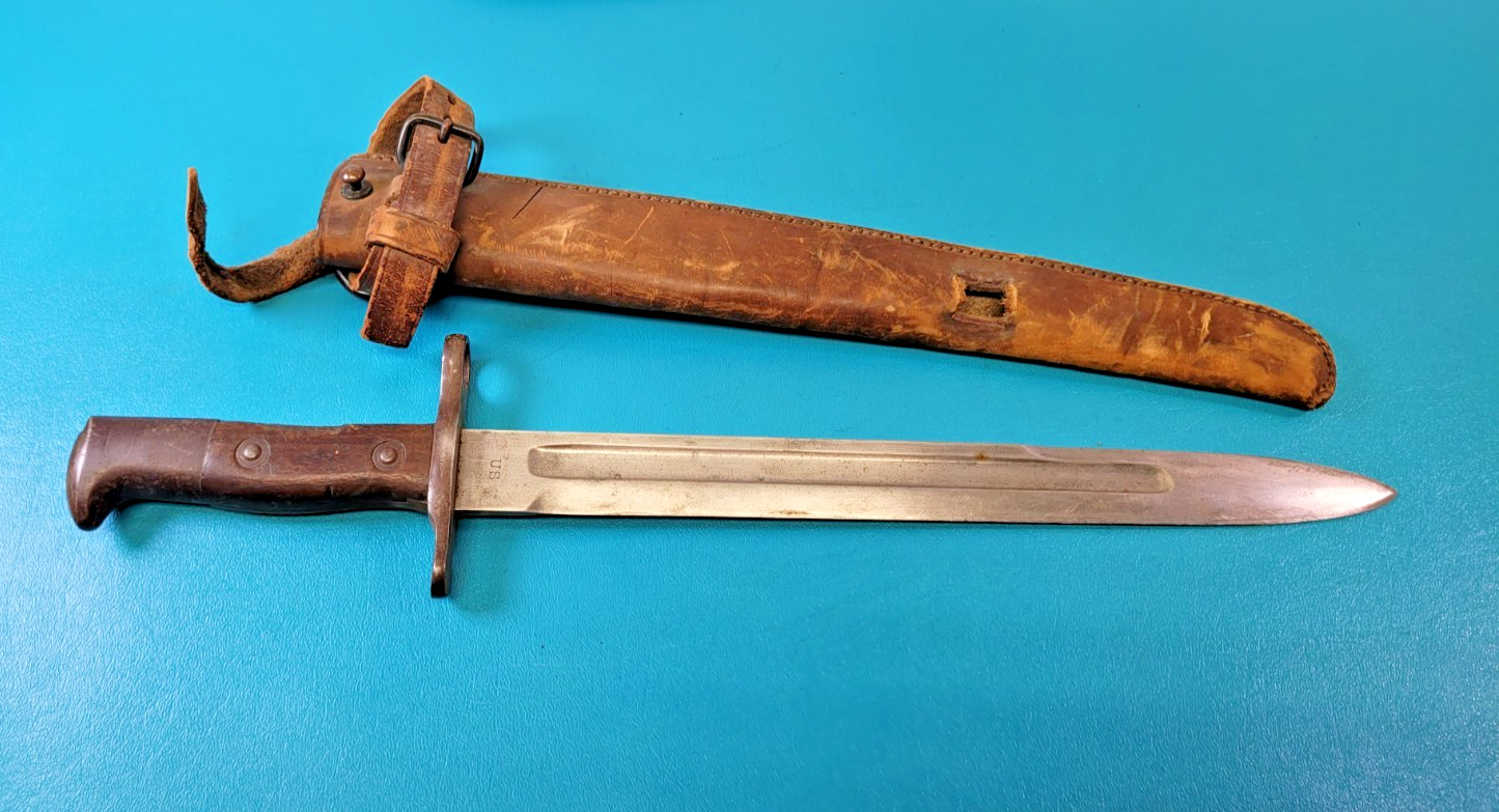 US Model 1892 Krag Jorgensen Bayonet & Picket Pin 1912 Scabbard c. 1900   TR1473