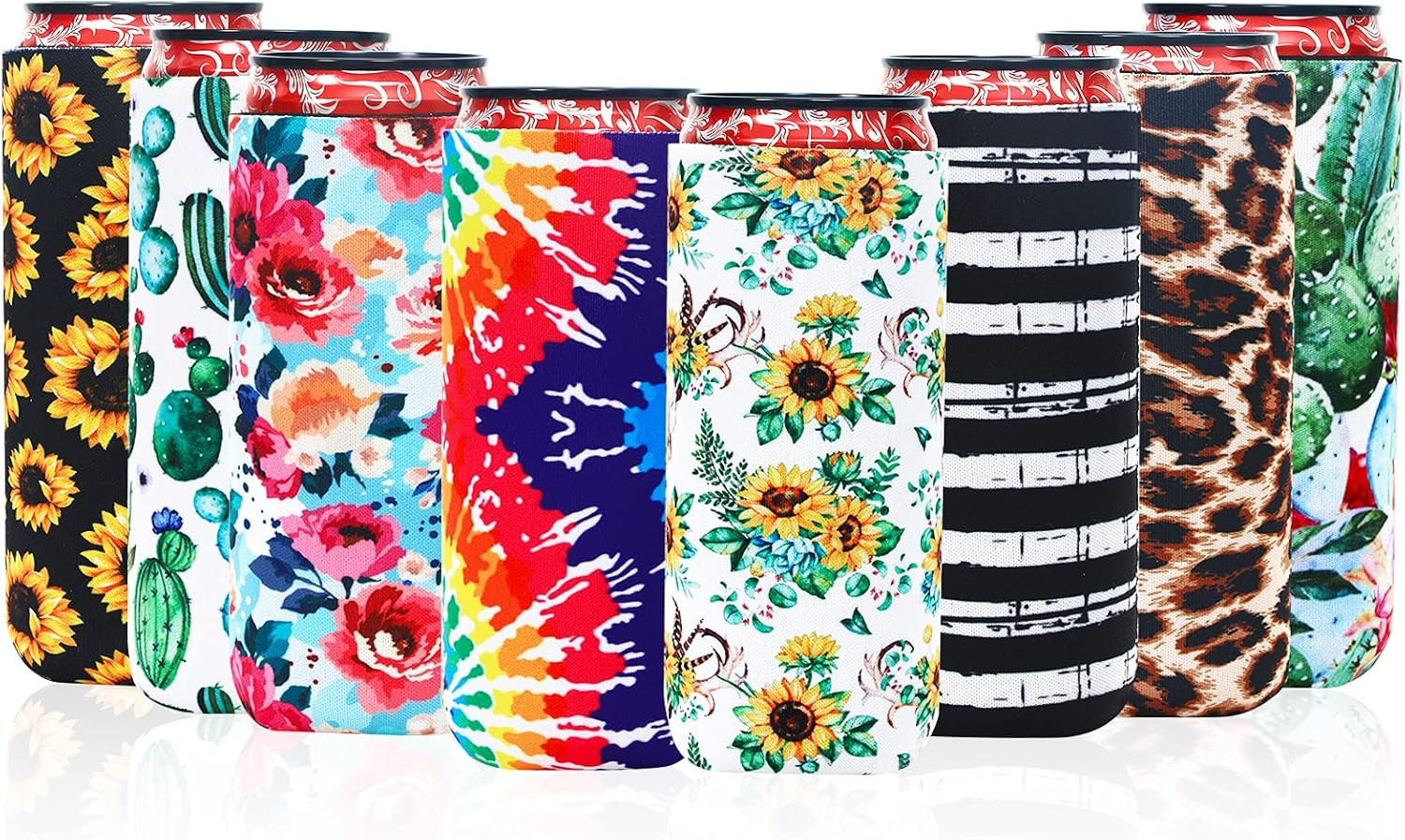 8 Pcs Slim Can Coolers Sleeves for 12Oz Slim Beer & Hard Soda, Tall Skinny Can C