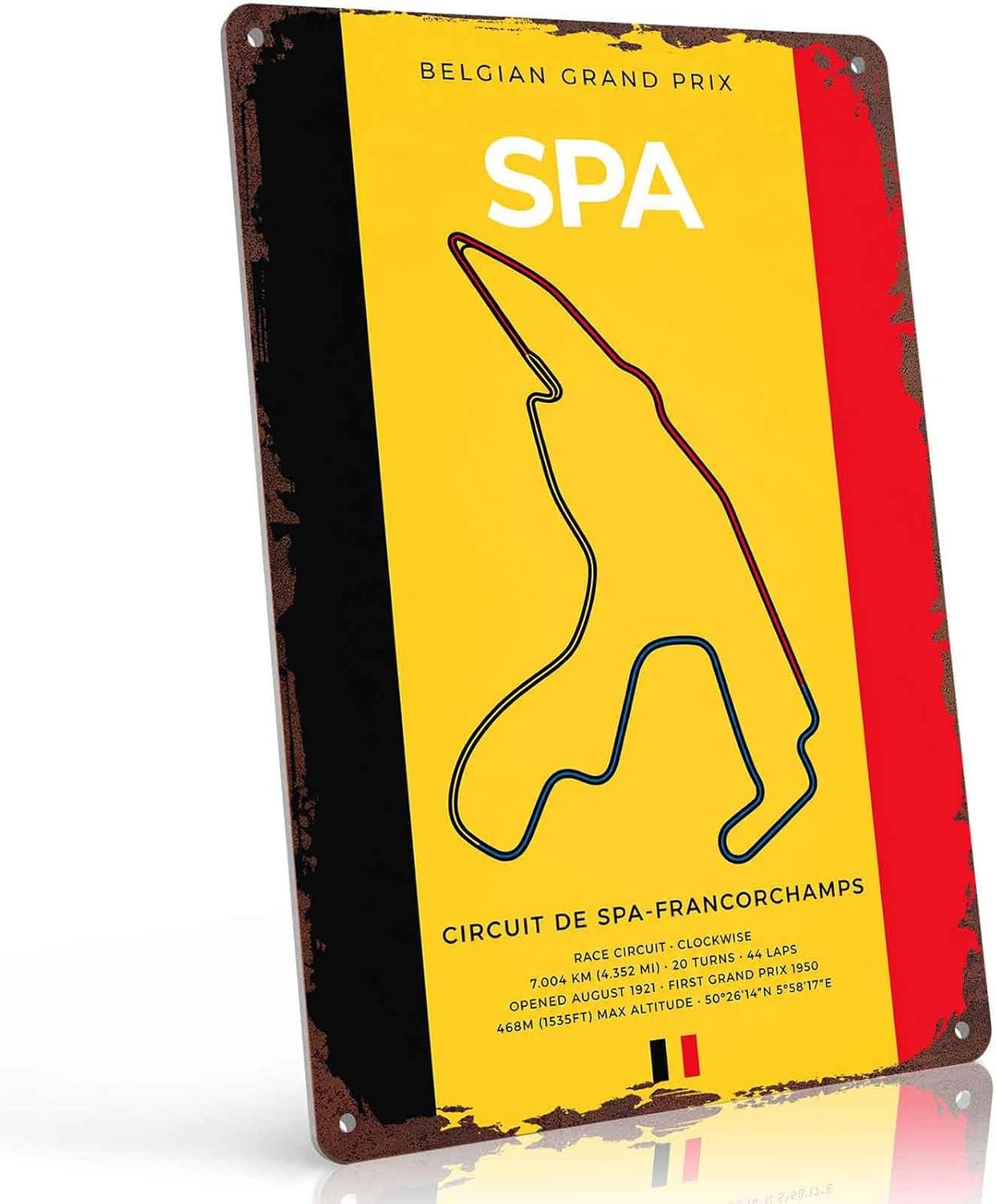 Belgian Grand Prix Spa Francorchamps Circuit Tin Metal Signs Home Décor 8x12 In