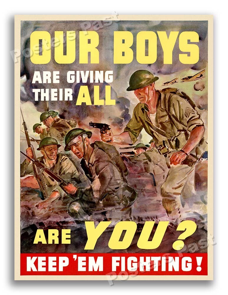 “Our Boys are giving their ALL” 1943 Vintage Style World War 2 Poster - 24x32