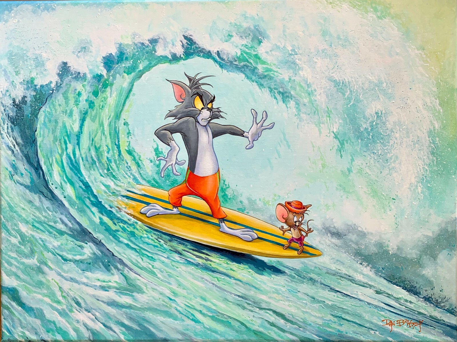 Tom and Jerry Dan Bowden Signed Hanna Barbera Ltd Ed Canvas Print 150 unframed