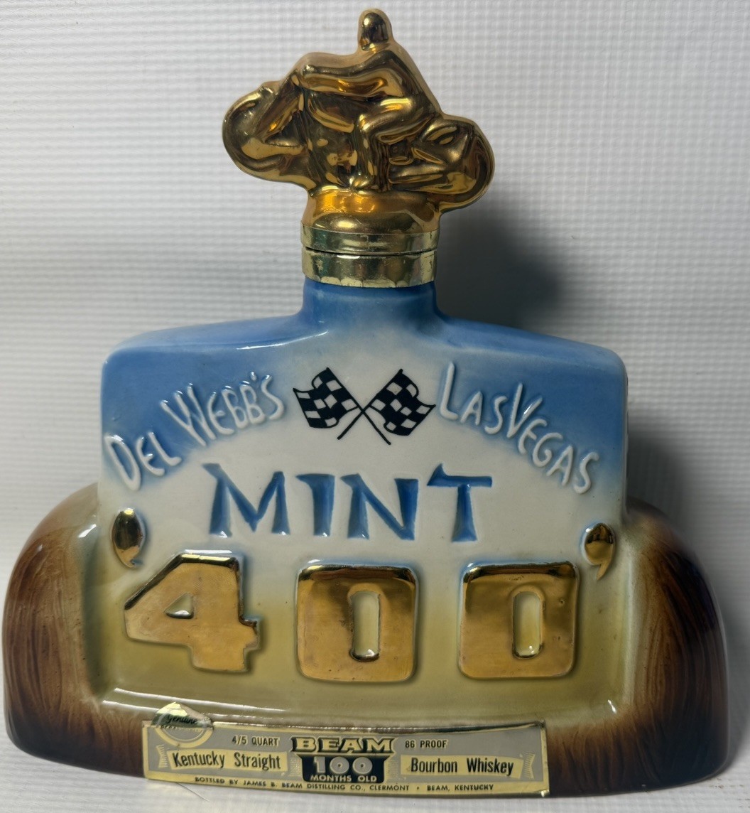 Vintage Rare 1971 Del Webb\'s Las Vegas Race Mint 400 Jim Beam Decanter, Whiskey