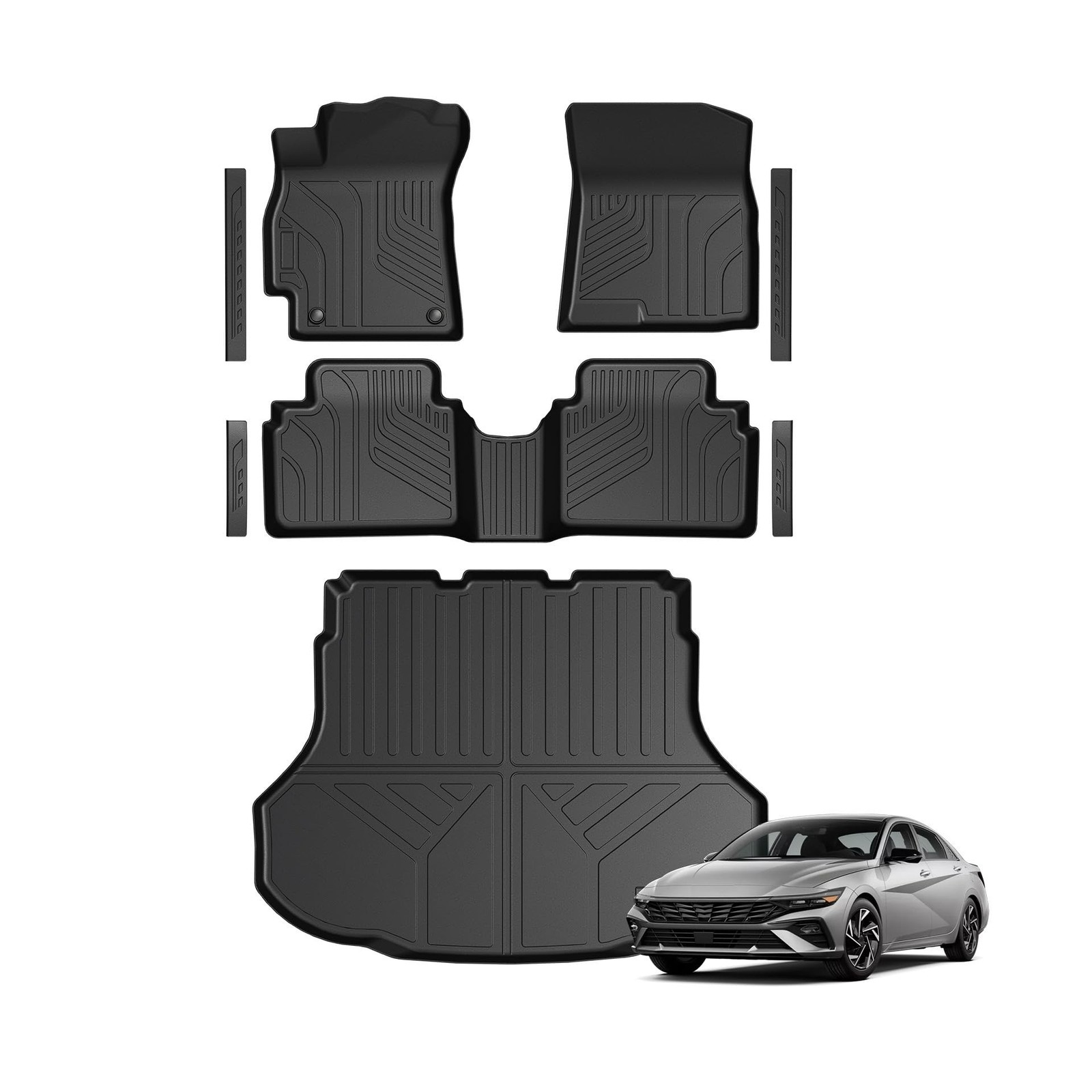 Floor Mats for Hyundai Elantra Gas 2021-2026, All Weather Floor Mats Trunk Ca...